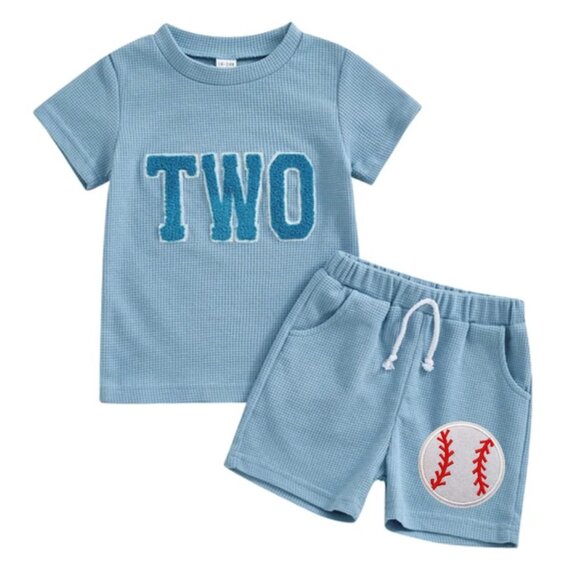 Baseball Outfit Second Baseball Birthday Smart Baseball Clothes Shirt Shorts - Picture 1 of 3